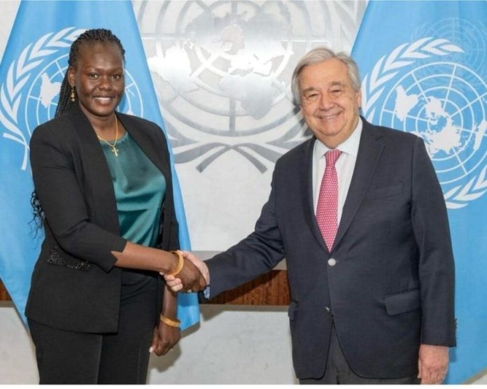 Ambassador Cecilia A.M. Adeng and UN's António Guterres