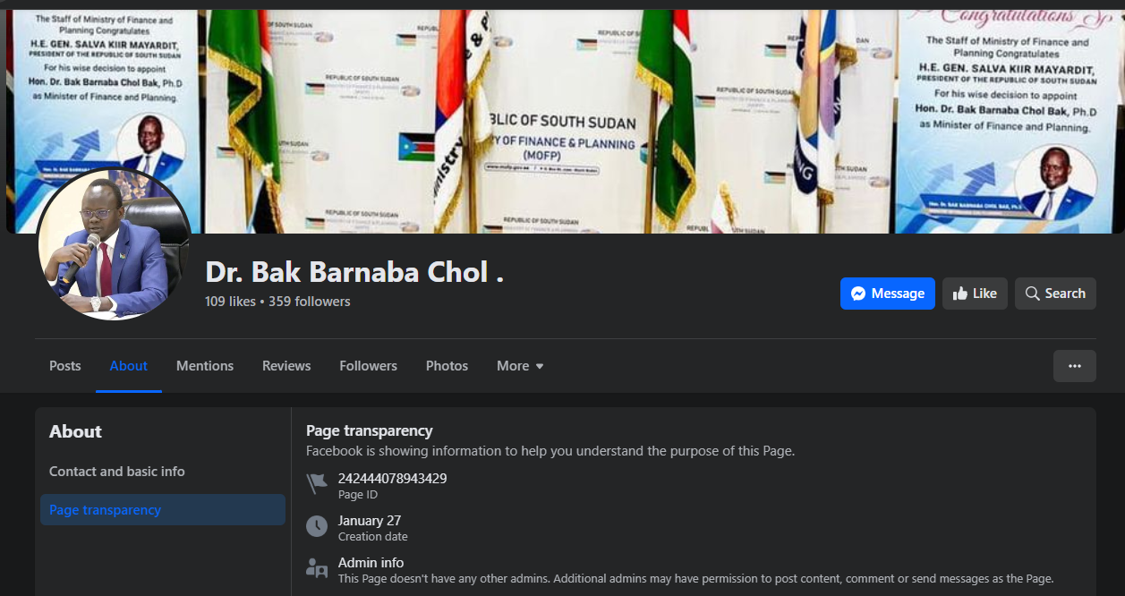 The screenshot of the page transparency